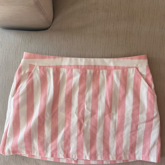 SEEKING SUN PINK AND IVORY STRIPED MINI SKORT - Picture 3 of 5